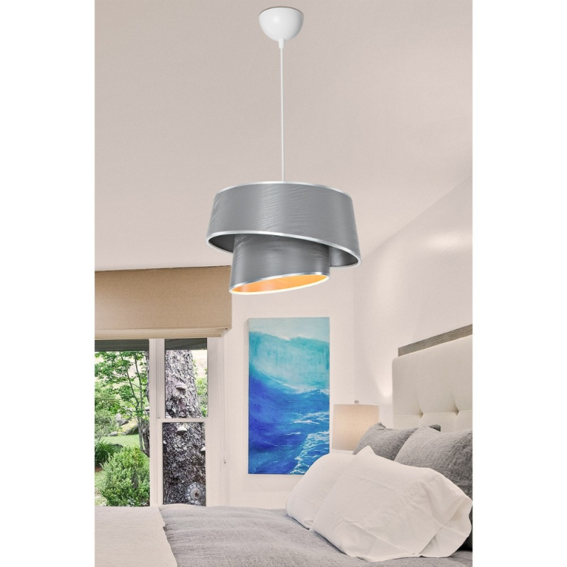 Lampada da soffitto Lima MDL5132 con paralume in tessuto grigio