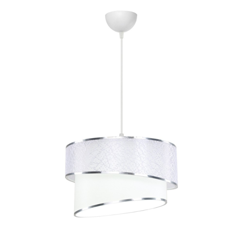 Lampada da soffitto Turna ASZ1714 con paralume in tessuto bianco