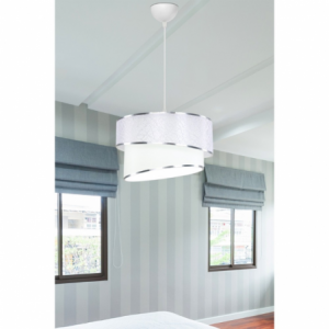 Lampada da soffitto Turna ASZ1714 con paralume in tessuto bianco