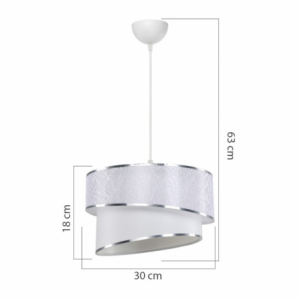 Lampada da soffitto Turna ASZ1714 con paralume in tessuto bianco