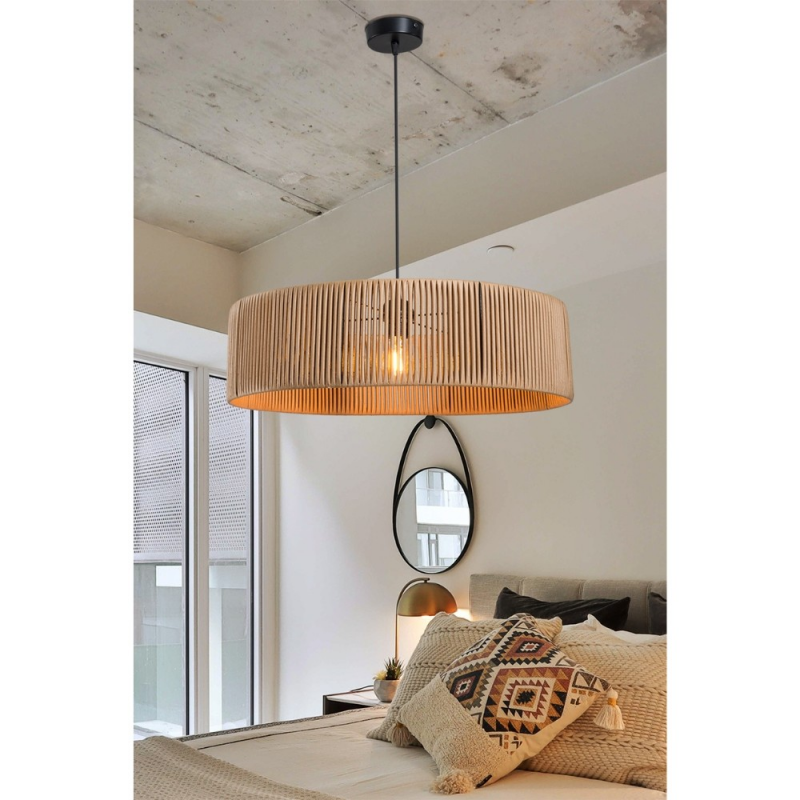 Lampada da soffitto Roya ASZ1747 in carta intrecciata rustica effetto bamboo