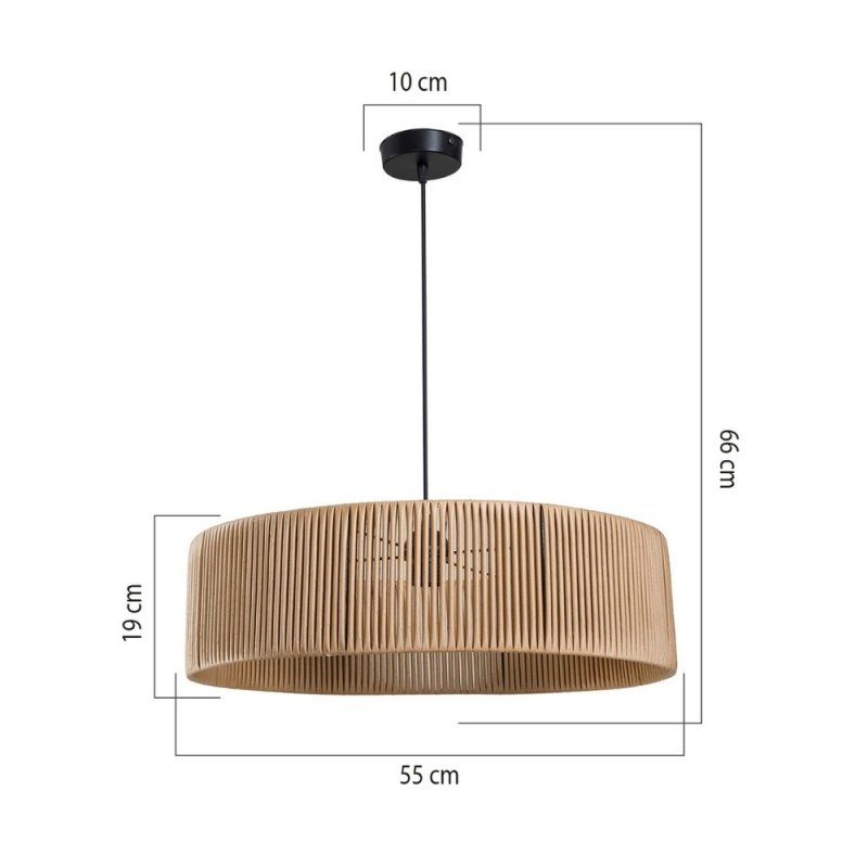 Lampada da soffitto Roya ASZ1747 in carta intrecciata rustica effetto bamboo