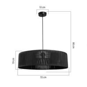 Lampada da soffitto Roya ASZ1749 in carta intrecciata rustica colore nero