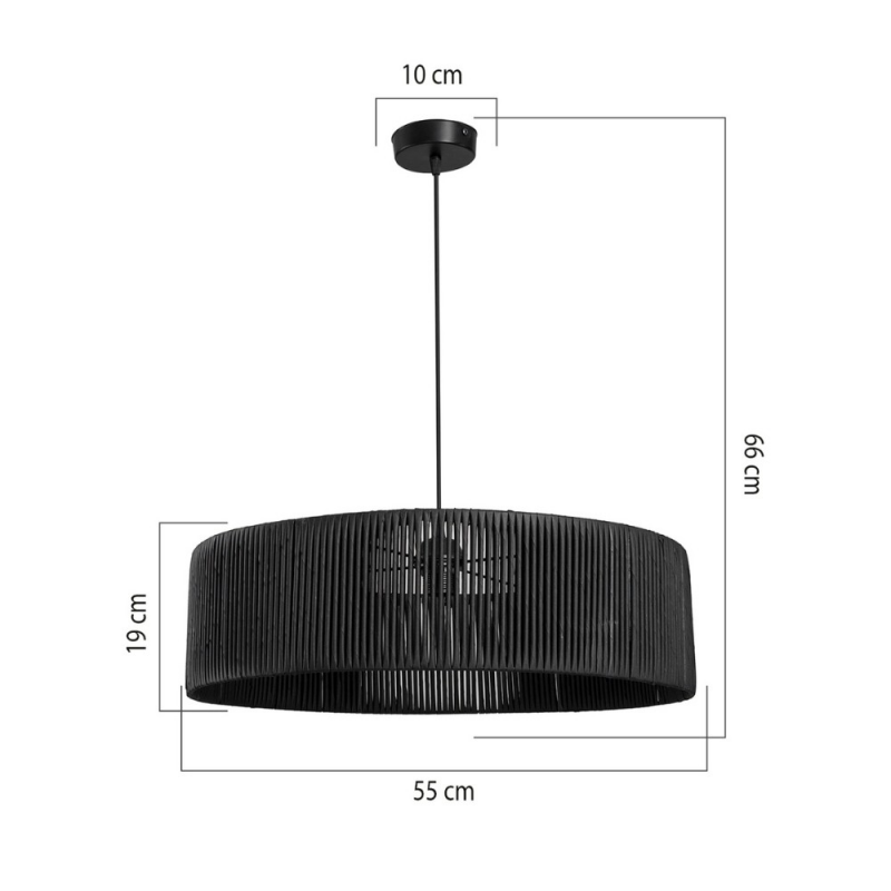 Lampada da soffitto Roya ASZ1749 in carta intrecciata rustica colore nero