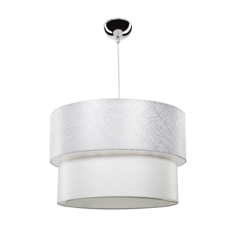 Lampada da soffitto Polo MDL2857 con paralume in tessuto bianco