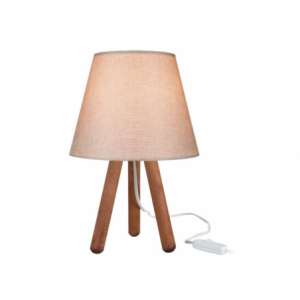 Zoom Lampada da tavolo Pino ASZ1452 con piantana colore noce e paralume in tessuto beige