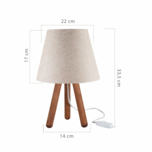 Lampada da tavolo Pino ASZ1452 con piantana colore noce e paralume in tessuto beige