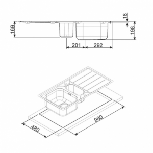 Lavello Smeg LFB102 inox 100x50 cm 1 + 1/2 vasca con gocciolatoio reversibile