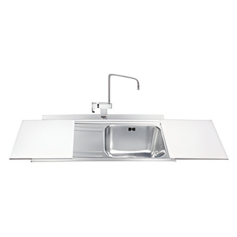 Lavello Smeg LI91BS 90x50 cm 1 vasca con gocciolatoio a sinistra con vetri bianchi