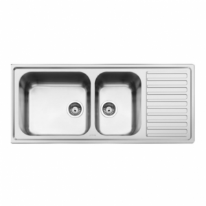 Zoom Lavello Smeg LGM116D2 inox 2 vasche con gocciolatoio destro 116x50 cm microantigraffio