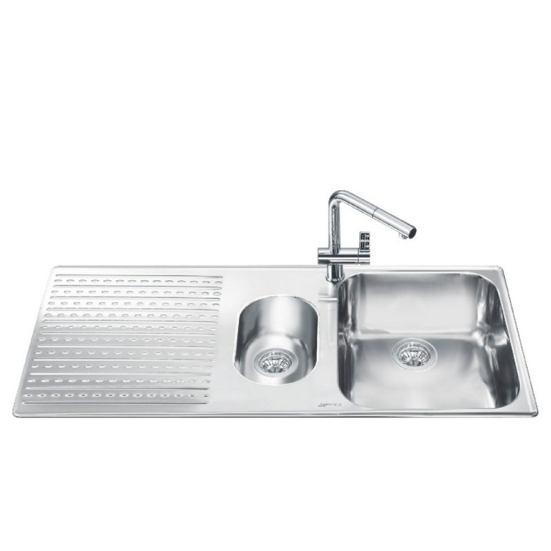 Lavello Smeg LTS102S2 inox 1+1/2 vasca con gocciolatoio sinistro 100x50 cm