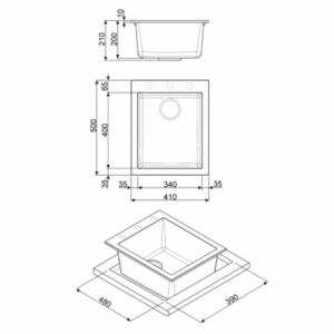 Lavello monovasca Smeg VZ40AV2 fragranite avena 40 cm