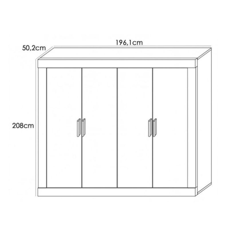 Armadio Sara 4 ante con struttura rovere e frontali bianco