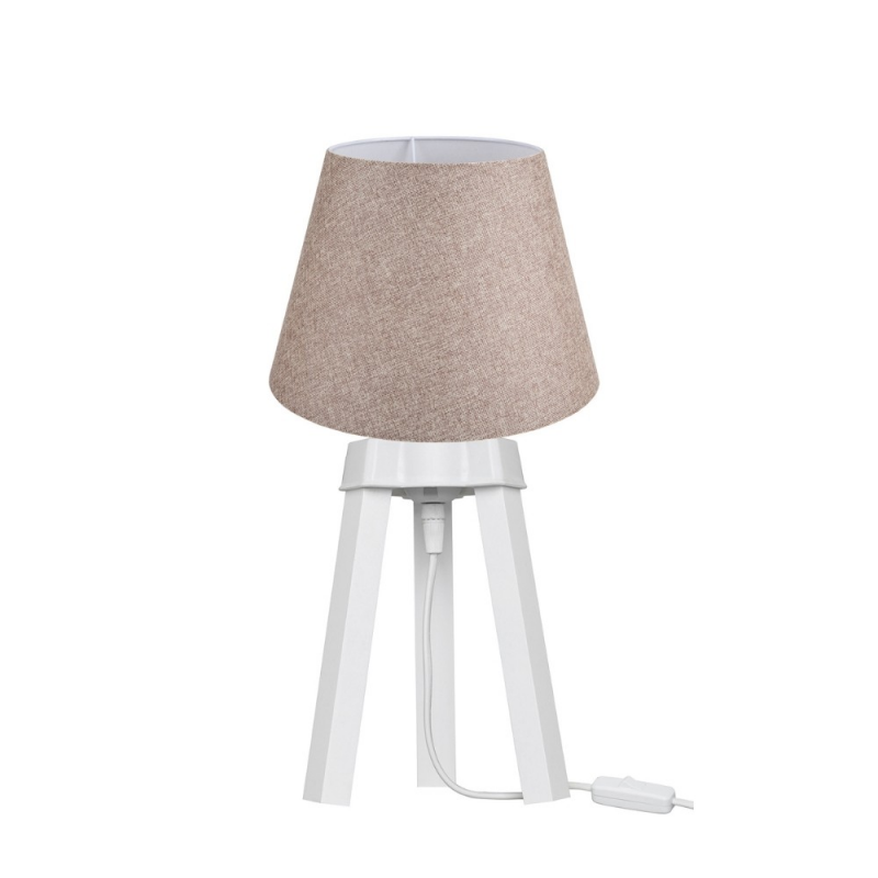 Lampada da tavolo PIKOBI2634 con paralume beige e base bianca