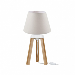 Lampada da tavolo PIKORO2632 con paralume bianco e base rovere