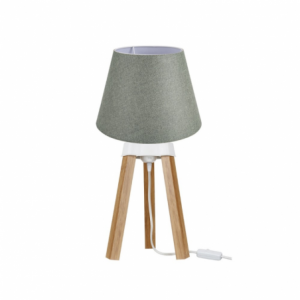 Lampada da tavolo PIKORO2638 con paralume verde e base rovere