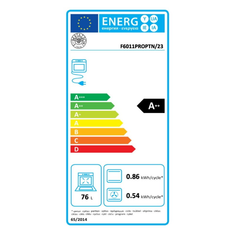 Forno elettrico Bertazzoni La Germania F6011PROPTN 60 cm. multifunzione nero