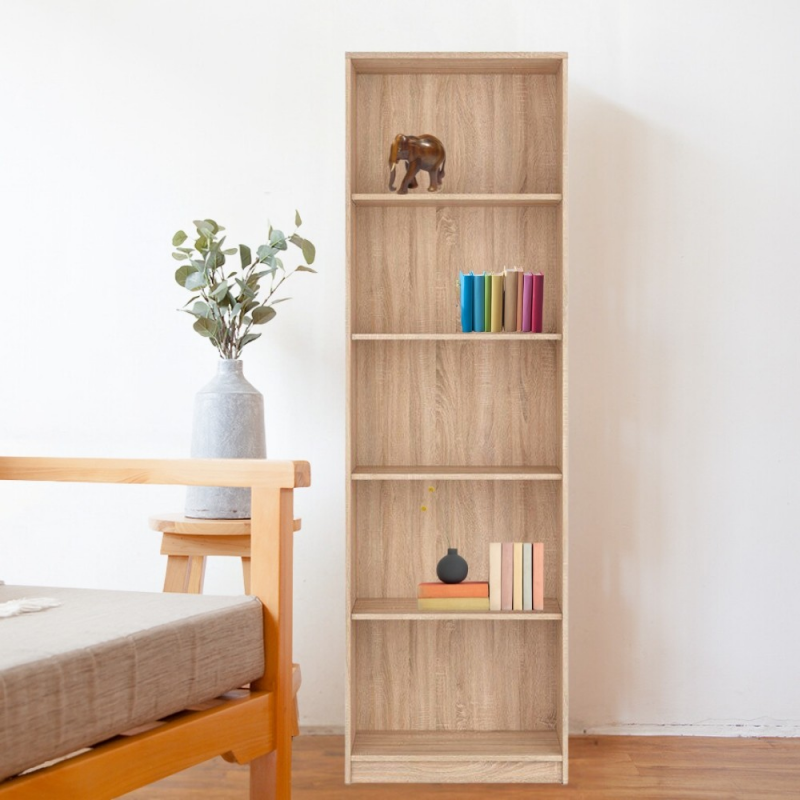 Libreria Nepo con 5 nicchie a giorno colore rovere