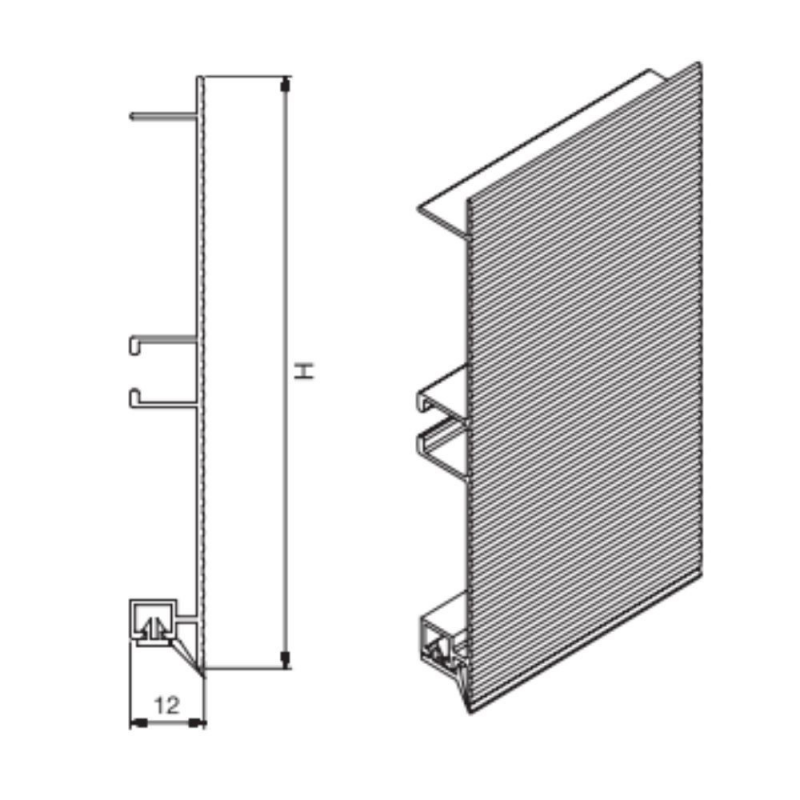 Zoccolo alluminio mille righe H12 barra da 4 mtl ZOCC1000H12ALL