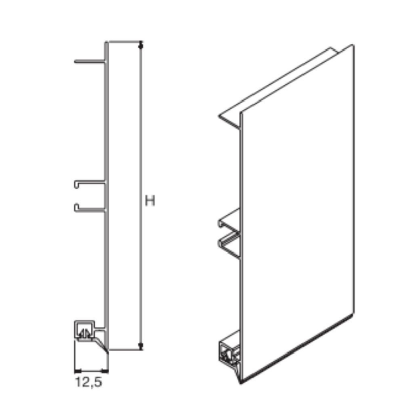 Zoccolo alluminio H10 barra 4 mtl ZOCCH10ALL