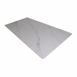 Tavolo Solid 180x90 piano ceramica effetto marmo bianco lucido e gambe nere