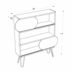 Libreria 3 ripiani Illia noce nero 94x25x117 MT190511