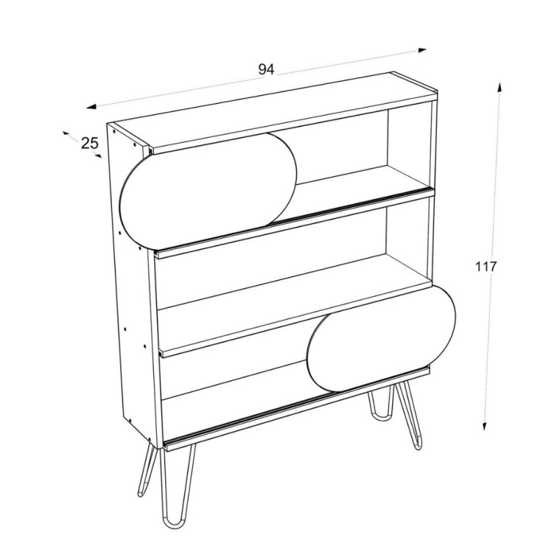 Libreria 3 ripiani Illia noce nero 94x25x117 MT190511