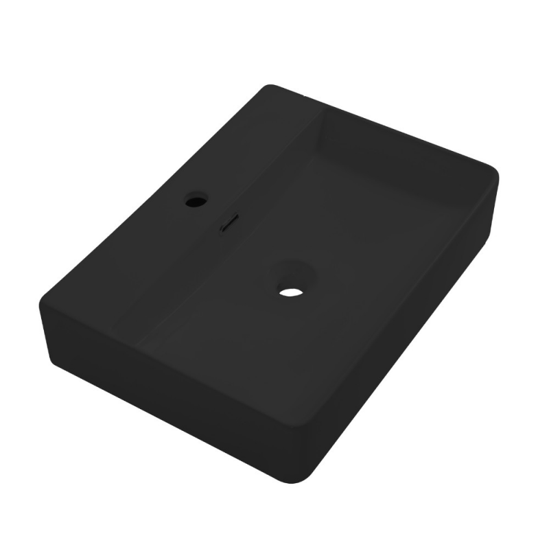 Lavabo da appoggio 9555 in ceramica 60x42x13 cm nero opaco