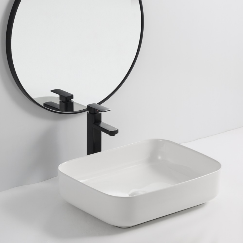 Lavabo da appoggio BOWL9391B in ceramica 50x39x13 cm. bianco