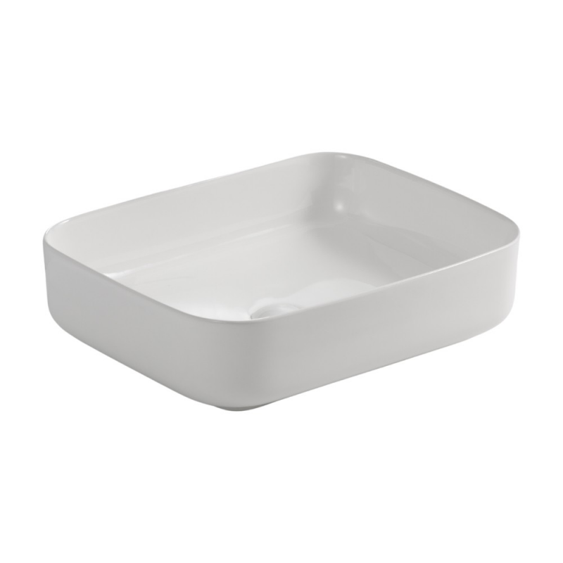 Lavabo da appoggio BOWL9391B in ceramica 50x39x13 cm. bianco