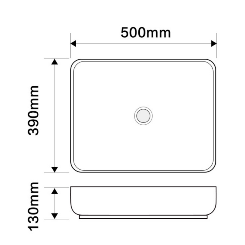 Lavabo da appoggio BOWL9391B in ceramica 50x39x13 cm. bianco