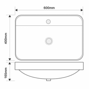 Zoom Lavabo da semincasso CUP6026B in ceramica 60x40x16.5 cm bianco