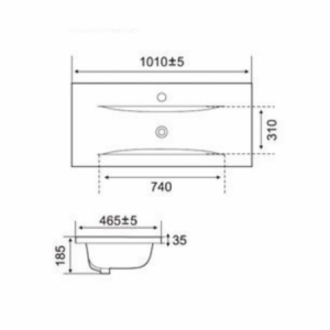 Zoom Lavabo consolle da appoggio PLAT840-100 101x46.5x18 cm bianco