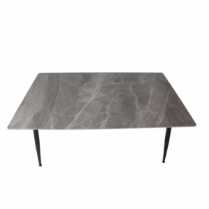 Tavolo Mila 160x90 top in ceramica effetto marmo grigio lucido con gambe in metallo nero