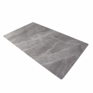 Tavolo Mila 160x90 top in ceramica effetto marmo grigio lucido con gambe in metallo nero