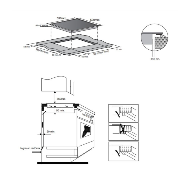 Piano cottura induzione da incasso 4 zone Master Kitchen MKHI604BK