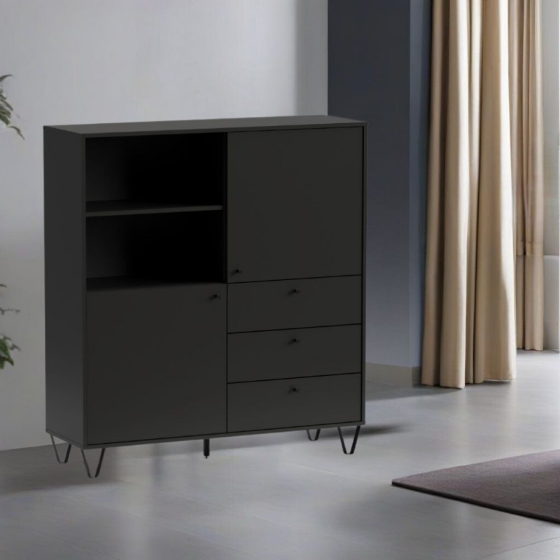 Credenza Aldo 6 con 2 ante e 3 cassetti colore antracite