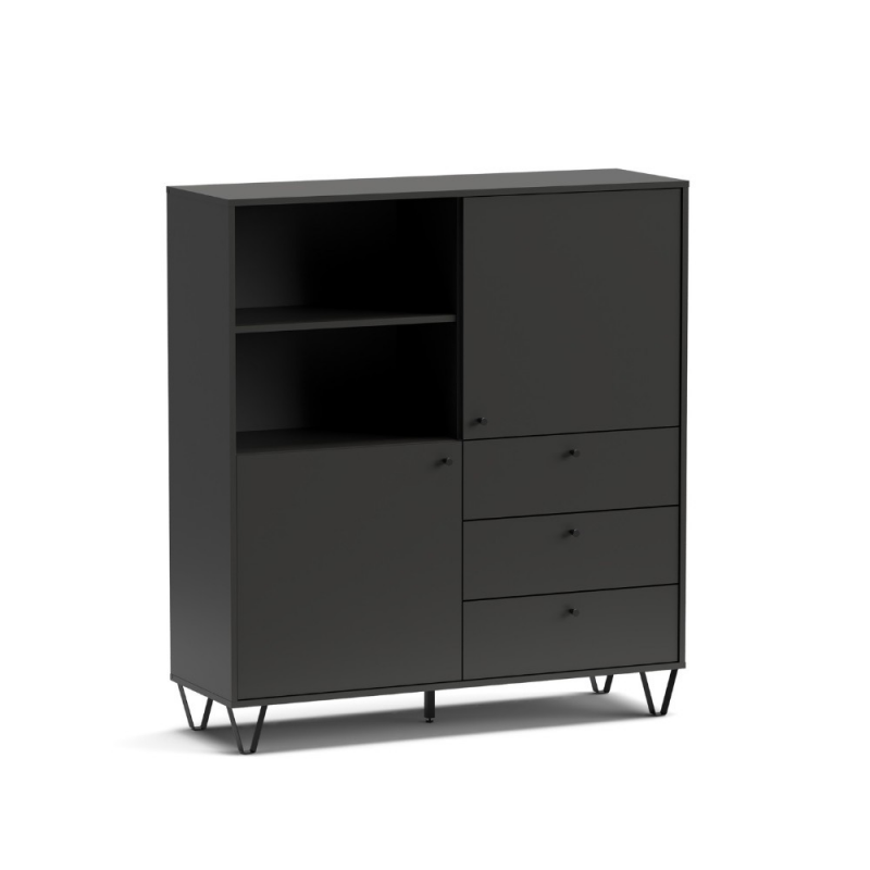 Credenza Aldo 6 con 2 ante e 3 cassetti colore antracite