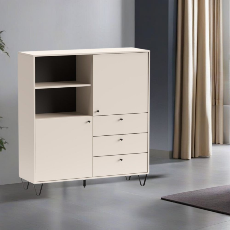 Credenza Aldo 6 con 2 ante e 3 cassetti colore cashmere