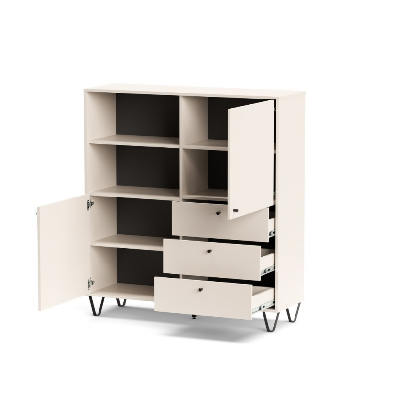 Credenza Aldo 6 con 2 ante e 3 cassetti colore cashmere