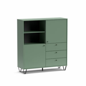 Credenza Aldo 6 con 2 ante e 3 cassetti colore verde