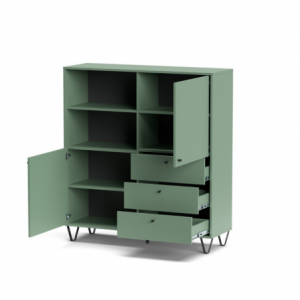 Credenza Aldo 6 con 2 ante e 3 cassetti colore verde