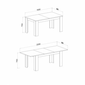 Tavolo allungabile Anthony 160x88x75 H cm con piano rovere wotan e struttura anderson pine