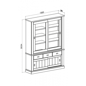 Vetrina Anthony67120 con 2 ante vetro e 3 cassetti colore ancona oak