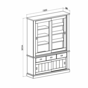 Zoom Vetrina Anthony67120 con 2 ante vetro e 3 cassetti colore rovere wotan e anderson pine