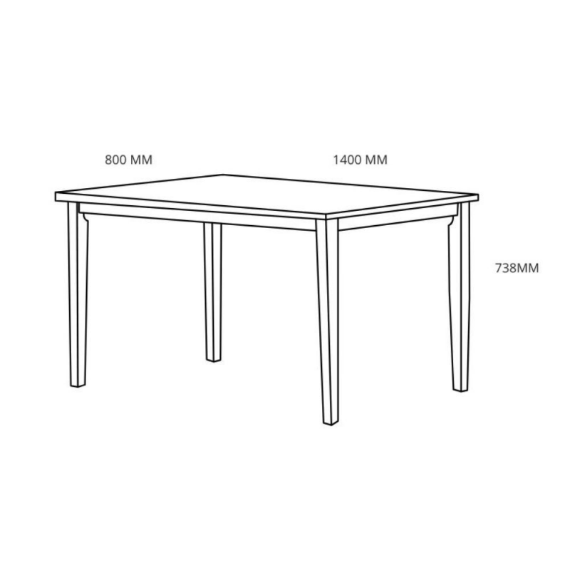 Tavolo Dori in legno colore bianco H 73.8x140x80 cm.