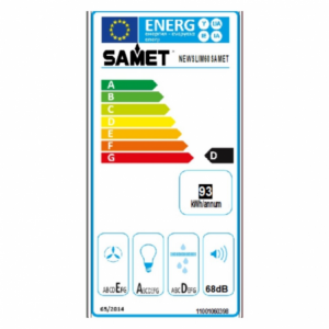 Zoom Cappa Samet New Slim sottopensile potenza aspirante 250 m3/h 60 nero con frontalino inox