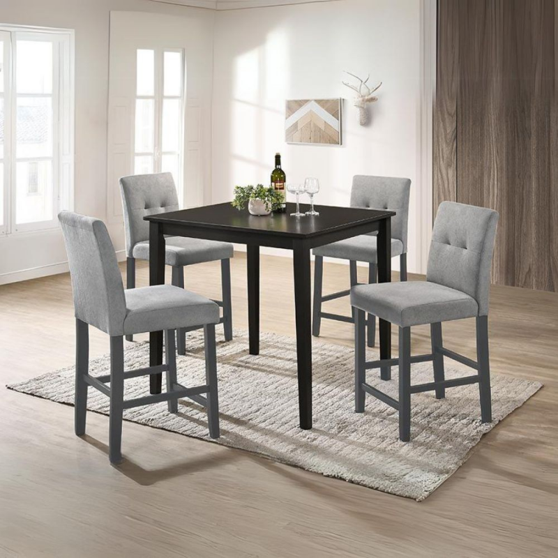 Set di 2 Sgabelli Alex in legno colore grigio con seduta in tessuto grigio