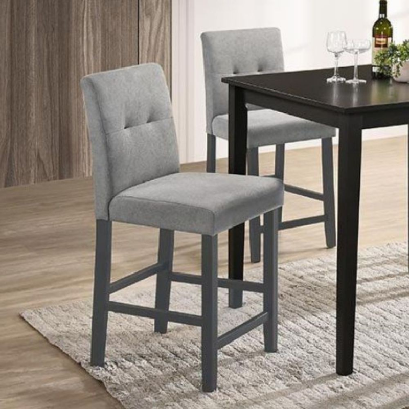 Set di 2 Sgabelli Alex in legno colore grigio con seduta in tessuto grigio