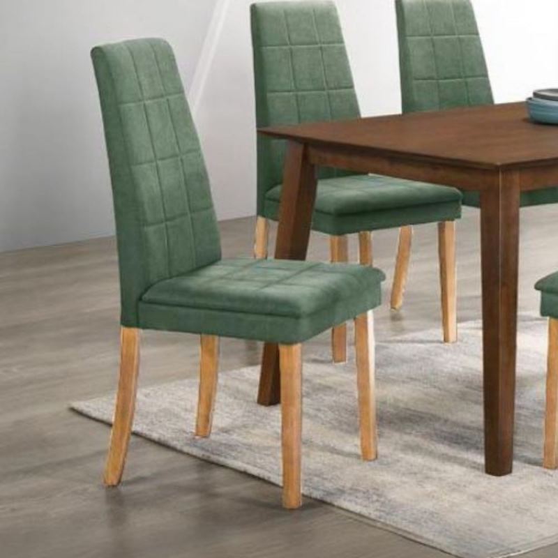 Set di 2 Sedie Tim in legno colore rovere e seduta in tessuto verde